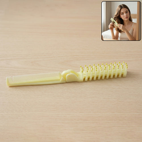 2 In 1 Foldable Hair Comb With Brush (1 Pc)